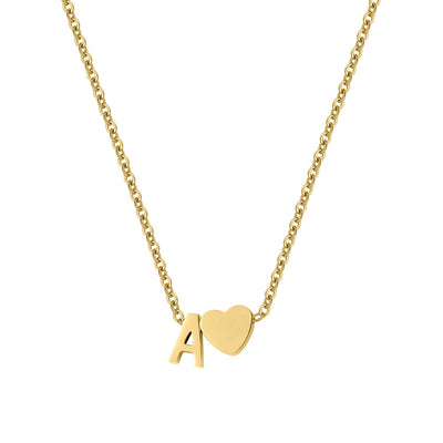 Cutie Pie - Heart Initial Necklace - HouseofLx-18K Yellow Gold