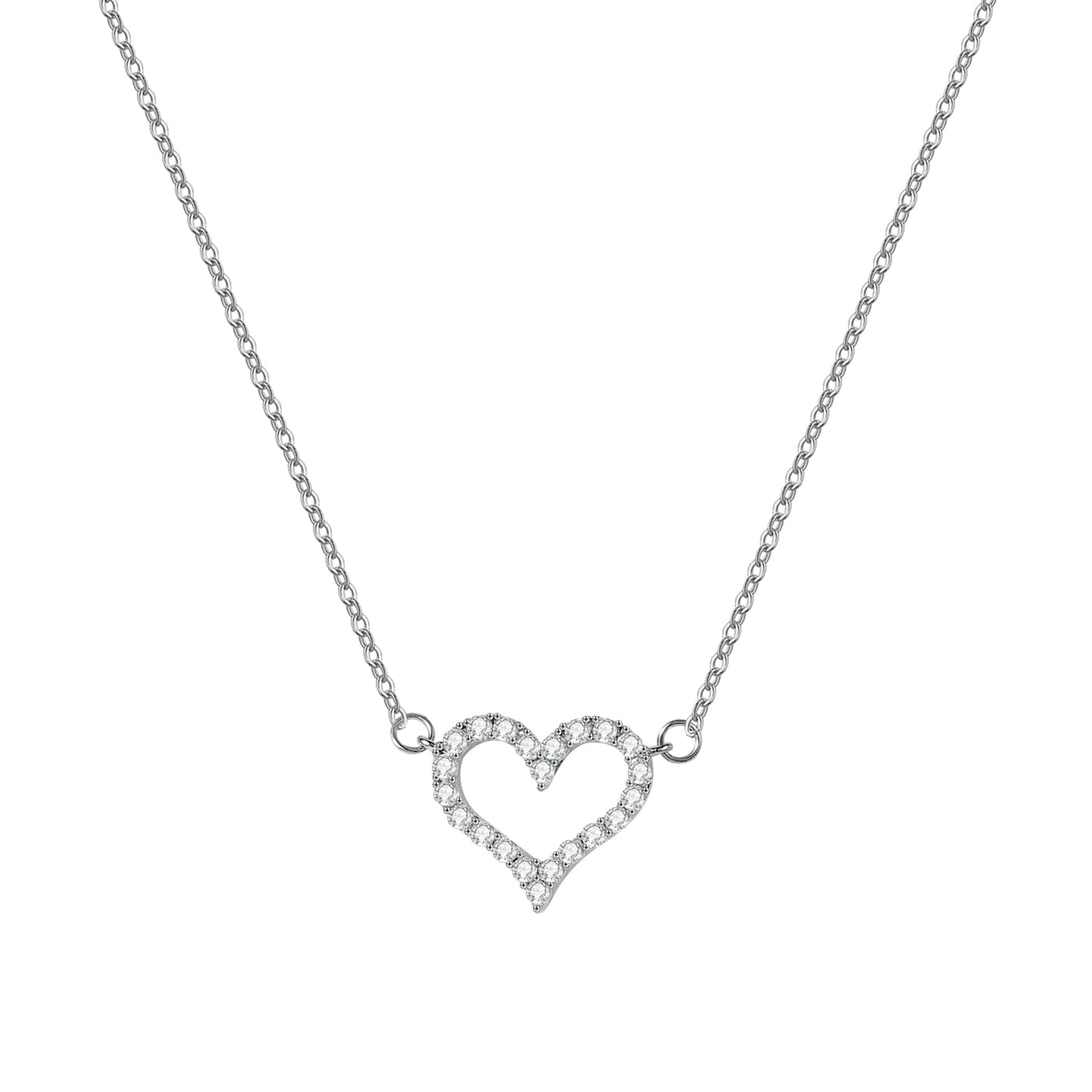 Diamond Heart Necklace - HouseofLx-18K White Gold