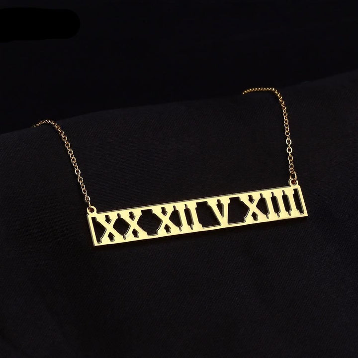 Mod - Custom Roman Numerals Date Necklace - HouseofLx18K Yellow Gold