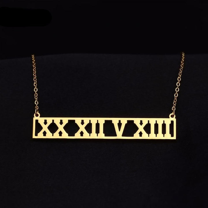 Mod - Custom Roman Numerals Date Necklace - HouseofLx18K Yellow Gold