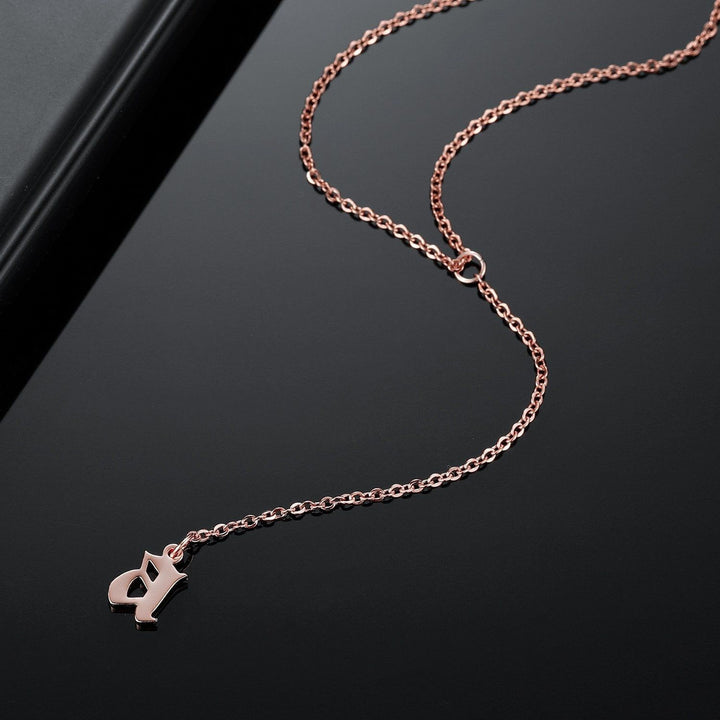 Sparkle - Custom Initial Lariat Necklace - HouseofLx-18K Rose Gold