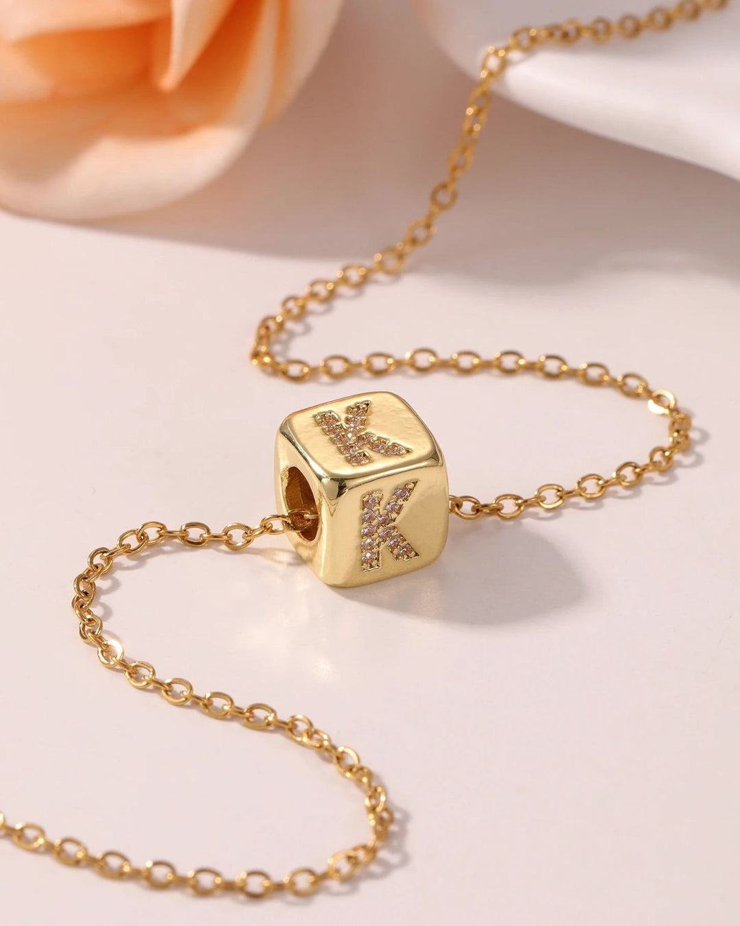 Lucky Dice - Custom Initial Necklace - HOUSE OF LX - 18K Yellow Gold