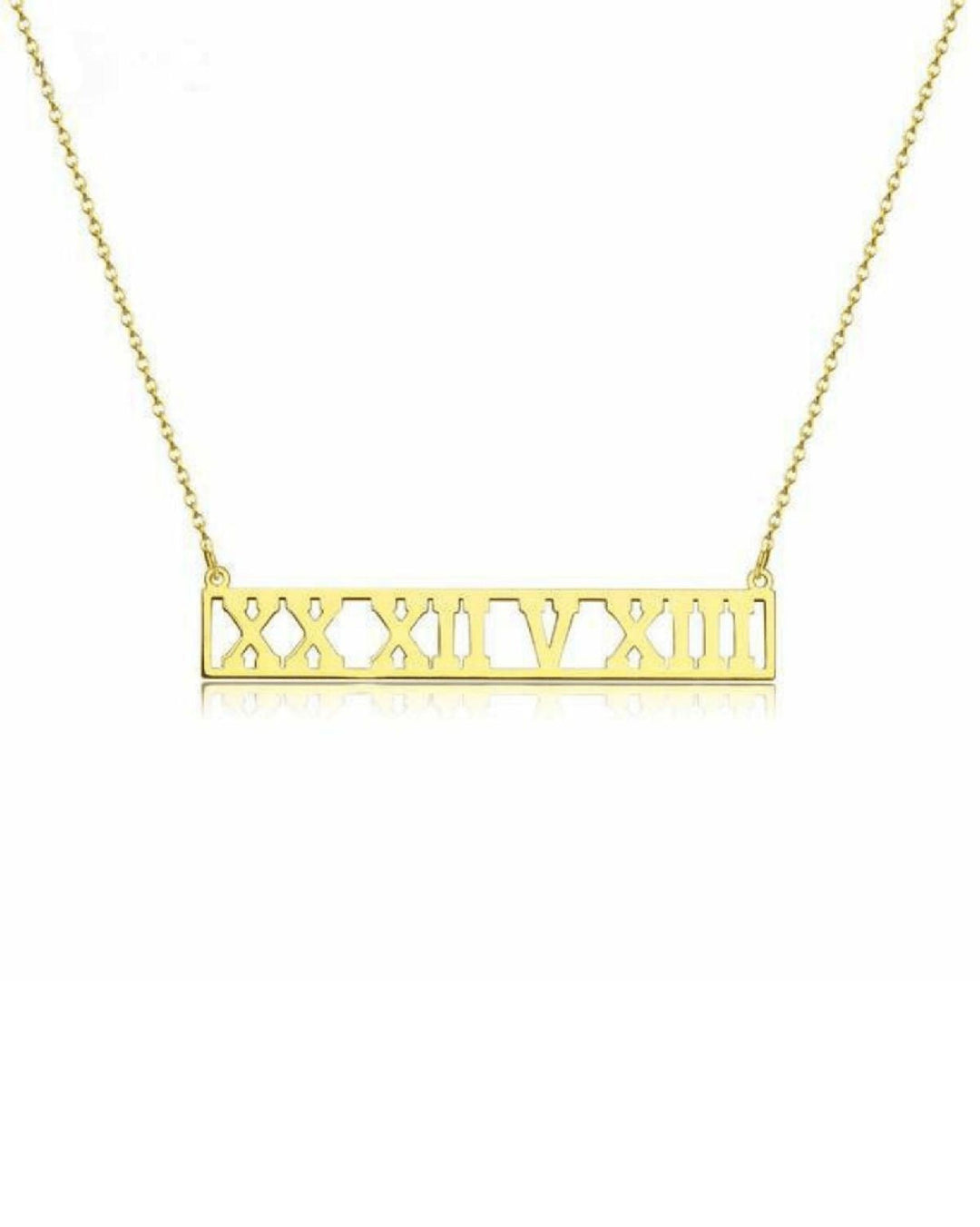 Mod - Custom Roman Numerals Date Necklace - HouseofLx - 18K Yellow Gold