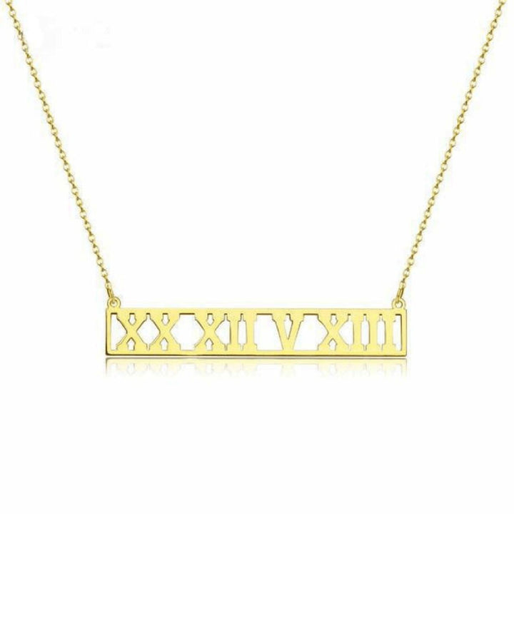Mod - Custom Roman Numerals Date Necklace - HouseofLx - 18K Yellow Gold