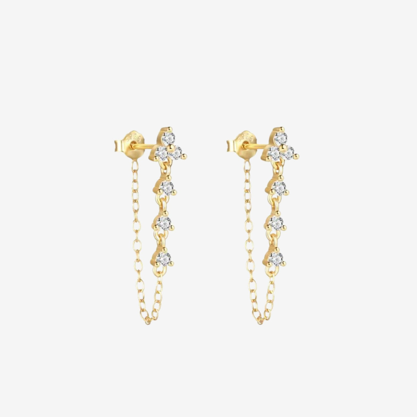 Allure - Iced Chain Earrings - HouseofLx - 18K Yellow Gold