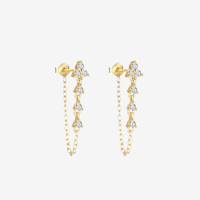 Allure - Iced Chain Earrings - HouseofLx - 18K Yellow Gold