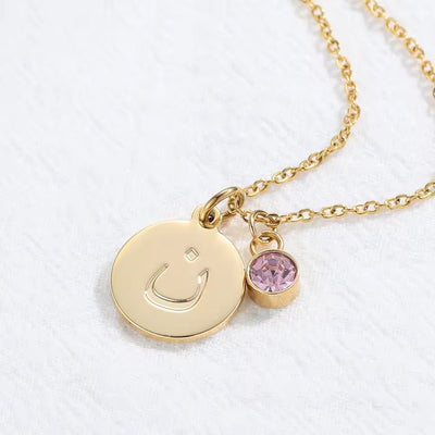 Angel Coin - Arabic Letter Birthstone Necklace - HouseofLx - 18K Yellow Gold