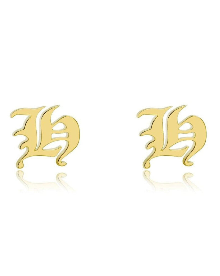 Supreme - Custom Letter Earrings - HouseofLx-18K Yellow Gold