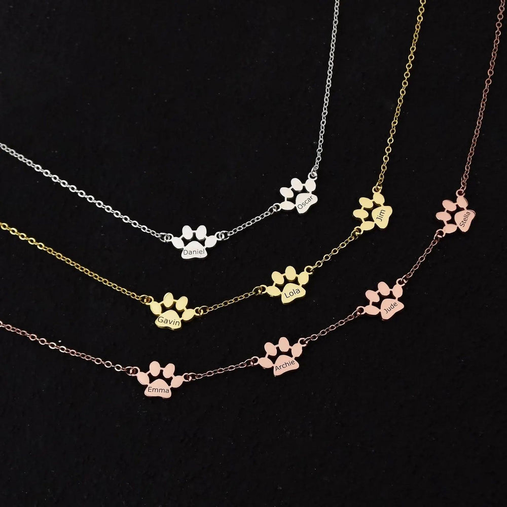 Luxe Paws Halo - Custom Name Necklace - HouseofLx - 18K Yellow Gold
