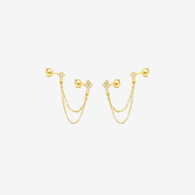 Double Trouble - Stud Earrings - HouseofLx - 18K Yellow Gold