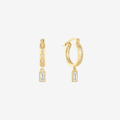 Enigma - White Stone Earrings - HouseofLx - 18K Yellow Gold