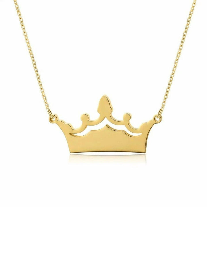 Queen - Custom Engraved Crown Necklace - HouseofLx - 18K Yellow Gold