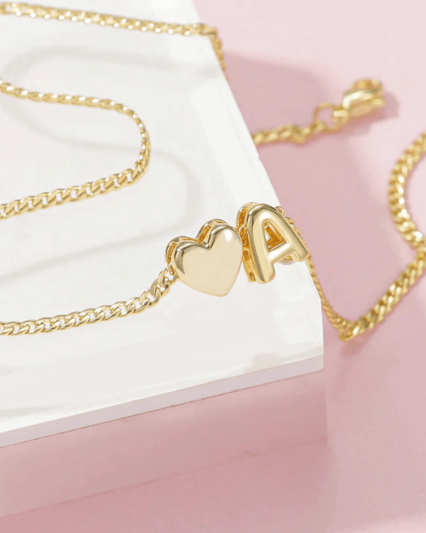 Helium Heart - Initial Charm Necklace - HouseofLx - 18K Yellow Gold
