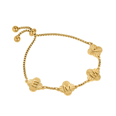 Lucky Aura Clover - Custom Initial Bracelet - HouseofLx - 18k Yellow Gold