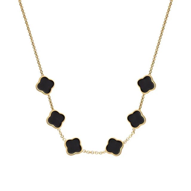 Lucky Aura Clover - Custom Initial Necklace - HouseofLx - 18k Yellow Gold