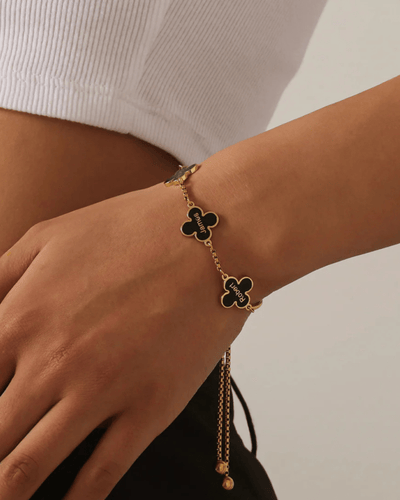 Lucky Aura Clover - Custom Name Bracelet - HouseofLx - 18k Yellow Gold