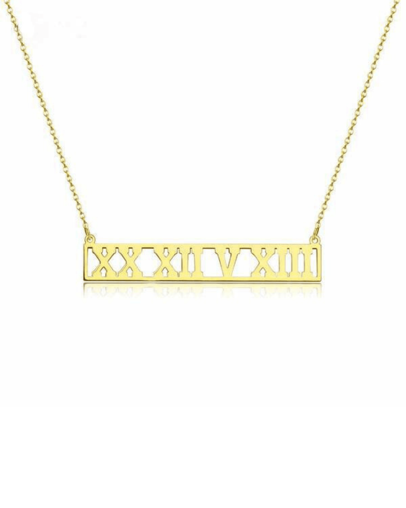 Mod - Custom Roman Numerals Date Necklace - HouseofLx - 18K Yellow Gold