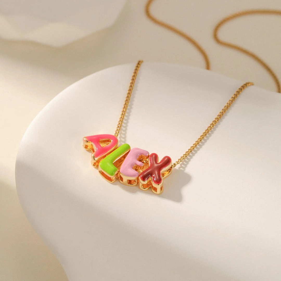 Rainbow Candy - Enamel Custom Necklace - HOUSE OF LX - 18K Yellow Gold