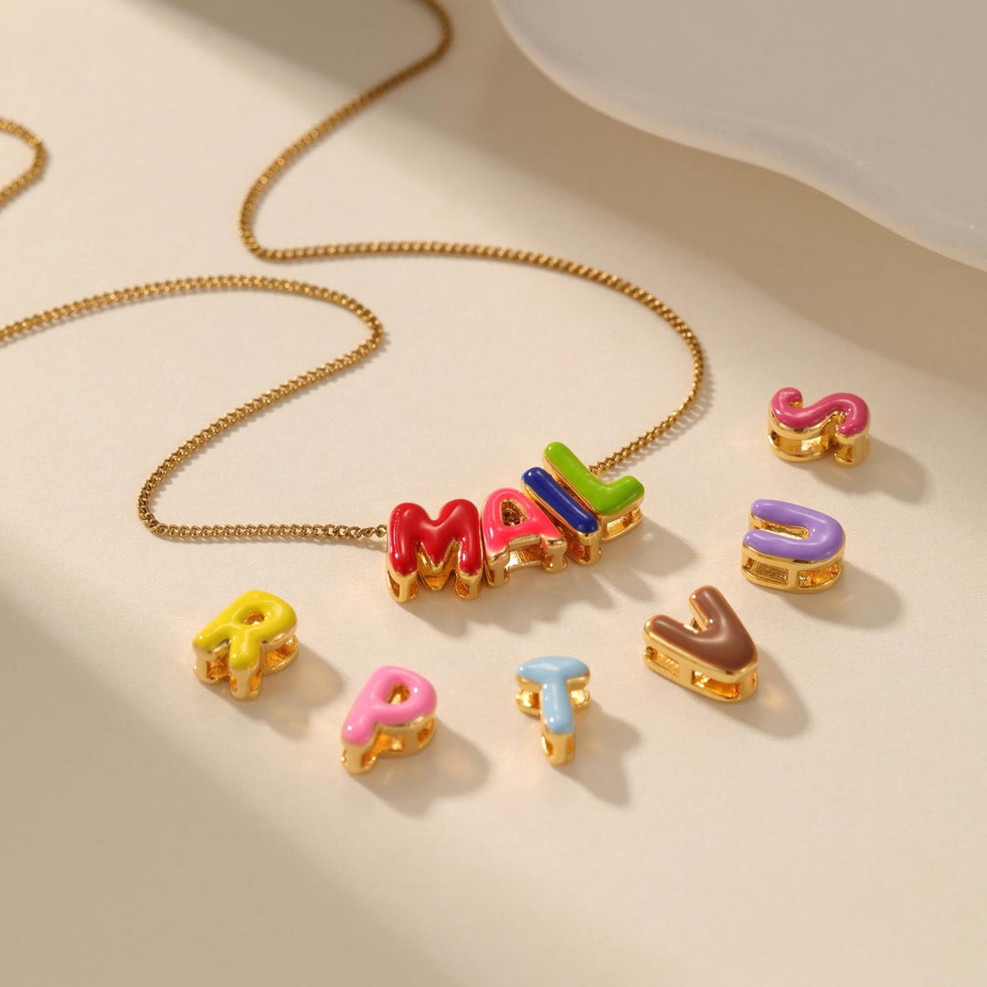 Rainbow Candy - Enamel Custom Necklace - HOUSE OF LX - 18K Yellow Gold