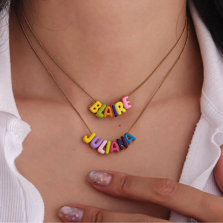 Rainbow Candy - Enamel Custom Necklace - HOUSE OF LX - 18K Yellow Gold