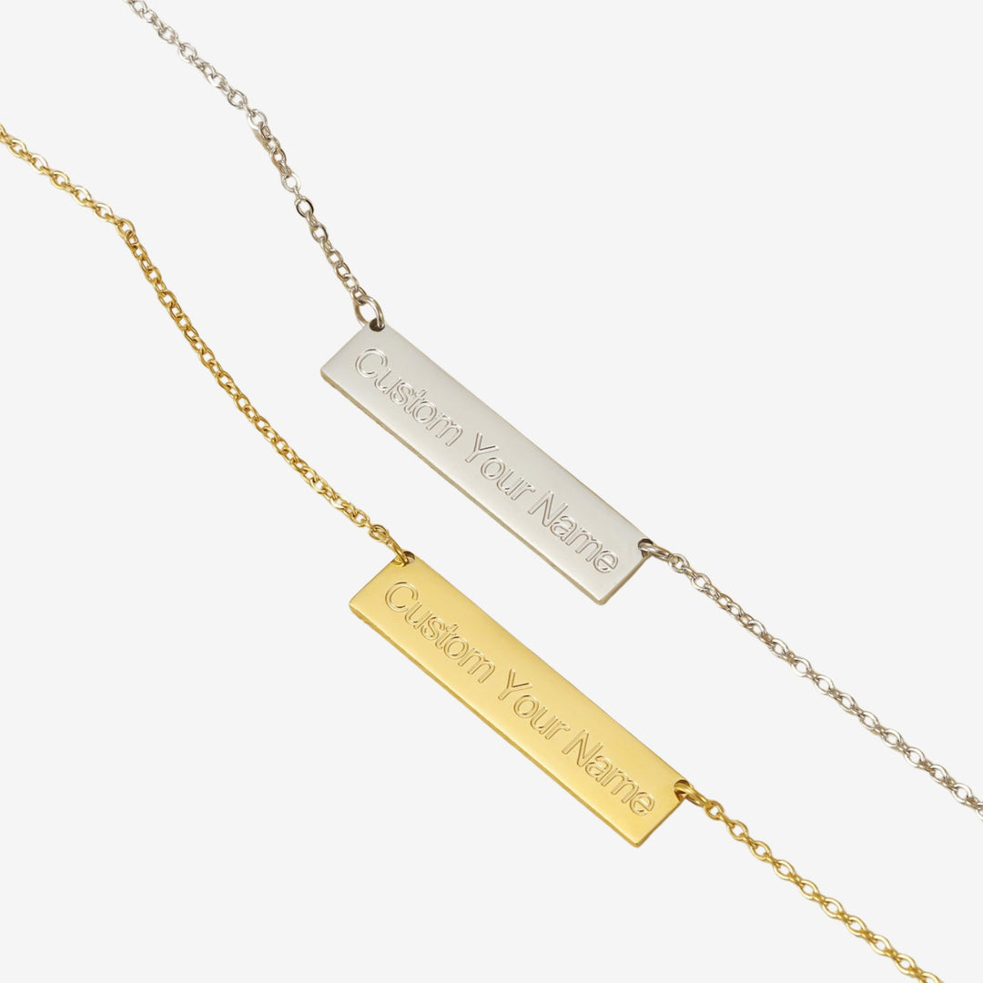 Raise The Bar - Deep Engraved Custom Necklace - HouseofLx - 18K White Gold