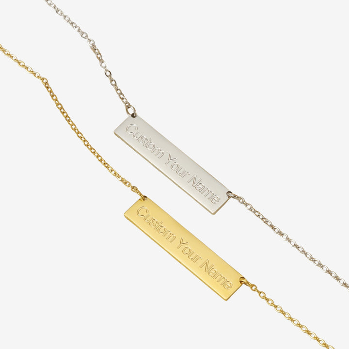 Raise The Bar - Deep Engraved Custom Necklace - HouseofLx - 18K White Gold