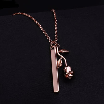 Artist - Rose Custom Engraved Bar Necklace - HouseofLx18K Rose Gold