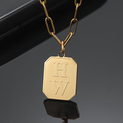 Grand - Custom Initials Tag Necklace - HouseofLx-18K Yellow Gold