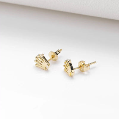 Hrh Crown Stud Earrings - HouseofLx18K White Gold