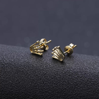 Hrh Crown Stud Earrings - HouseofLx18K White Gold