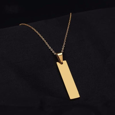 Minimalist - Custom Engraved Tag Necklace - HouseofLx18K Yellow Gold