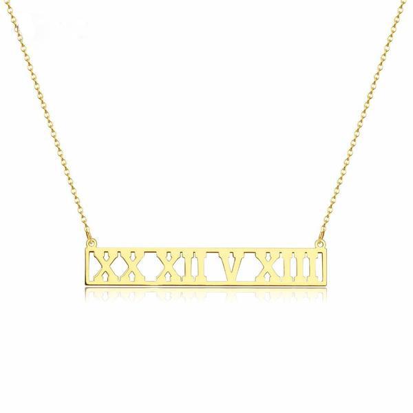 Mod - Custom Roman Numerals Date Necklace - HouseofLx18K Yellow Gold