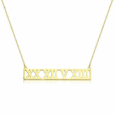 Mod - Custom Roman Numerals Date Necklace - HouseofLx18K Yellow Gold