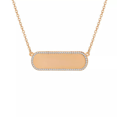 Mogul - Iced Out Custom Engraved Round Bar Necklace - HouseofLx18K Rose Gold