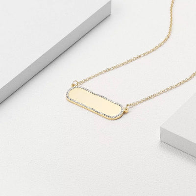 Mogul - Iced Out Custom Engraved Round Bar Necklace - HouseofLx18K Rose Gold