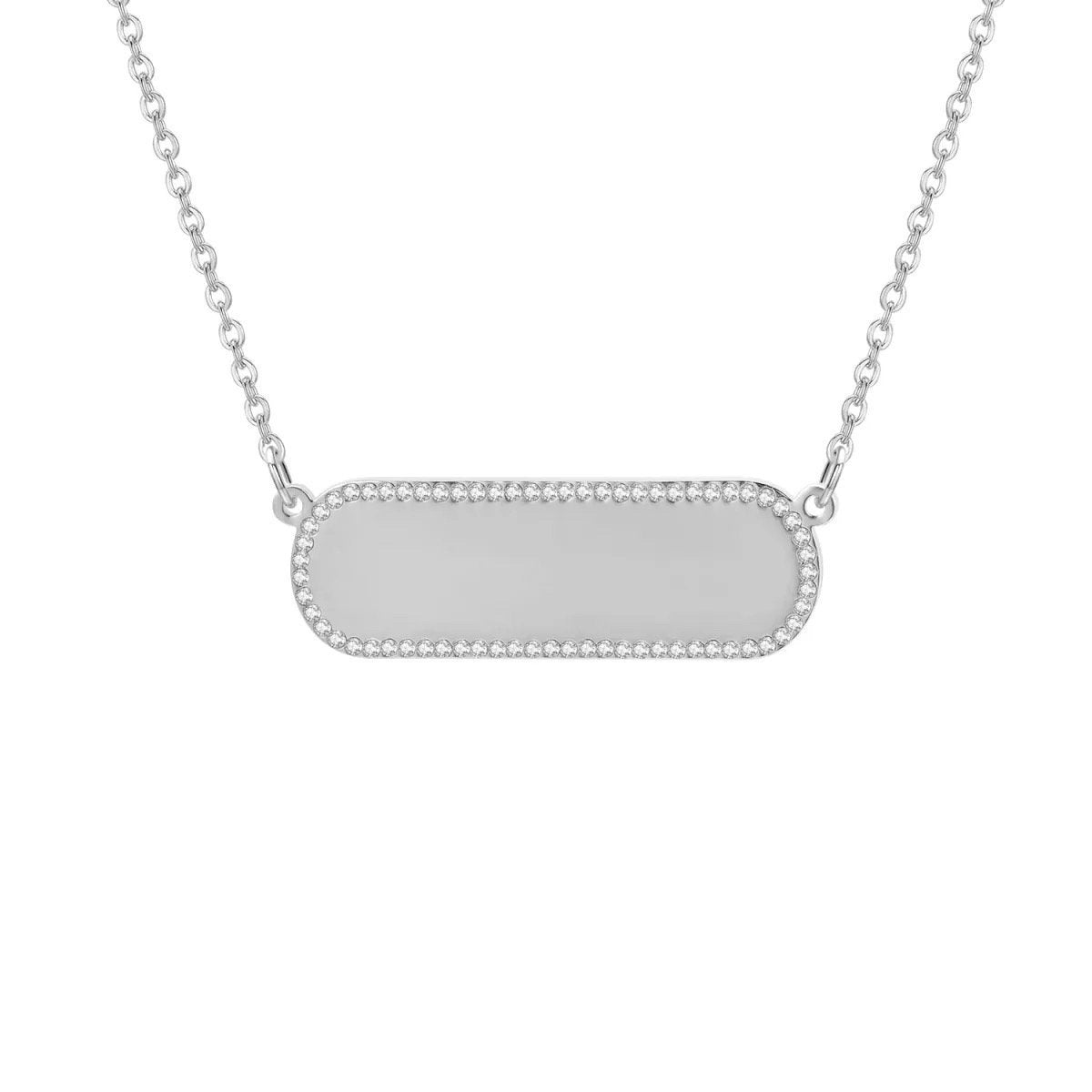 Mogul - Iced Out Custom Engraved Round Bar Necklace - HouseofLx18K White Gold