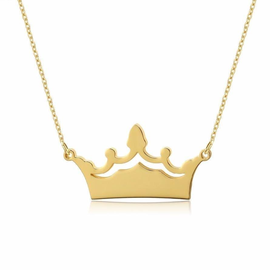 Queen - Custom Engraved Crown Necklace - HouseofLx18K Yellow Gold