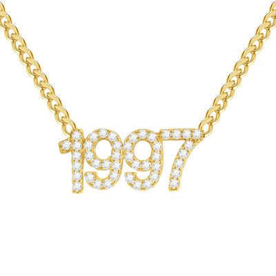 Royal - Iced Out Custom Year Necklace - HouseofLx18K Yellow Gold
