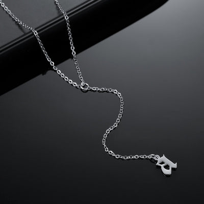 Sparkle - Custom Initial Lariat Necklace - HouseofLx-18K White Gold